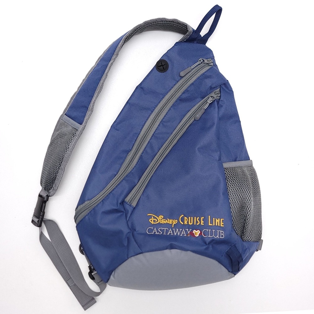 Disney Cruise Line Castaway Club Sling Backpack Blue Gray Travel Bag Crossbody